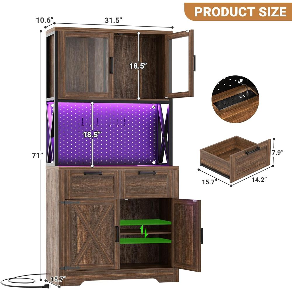 71インチキッチンパントリーキャビネット（LEDライト＆コン - Storage & Organization のレビューと価格