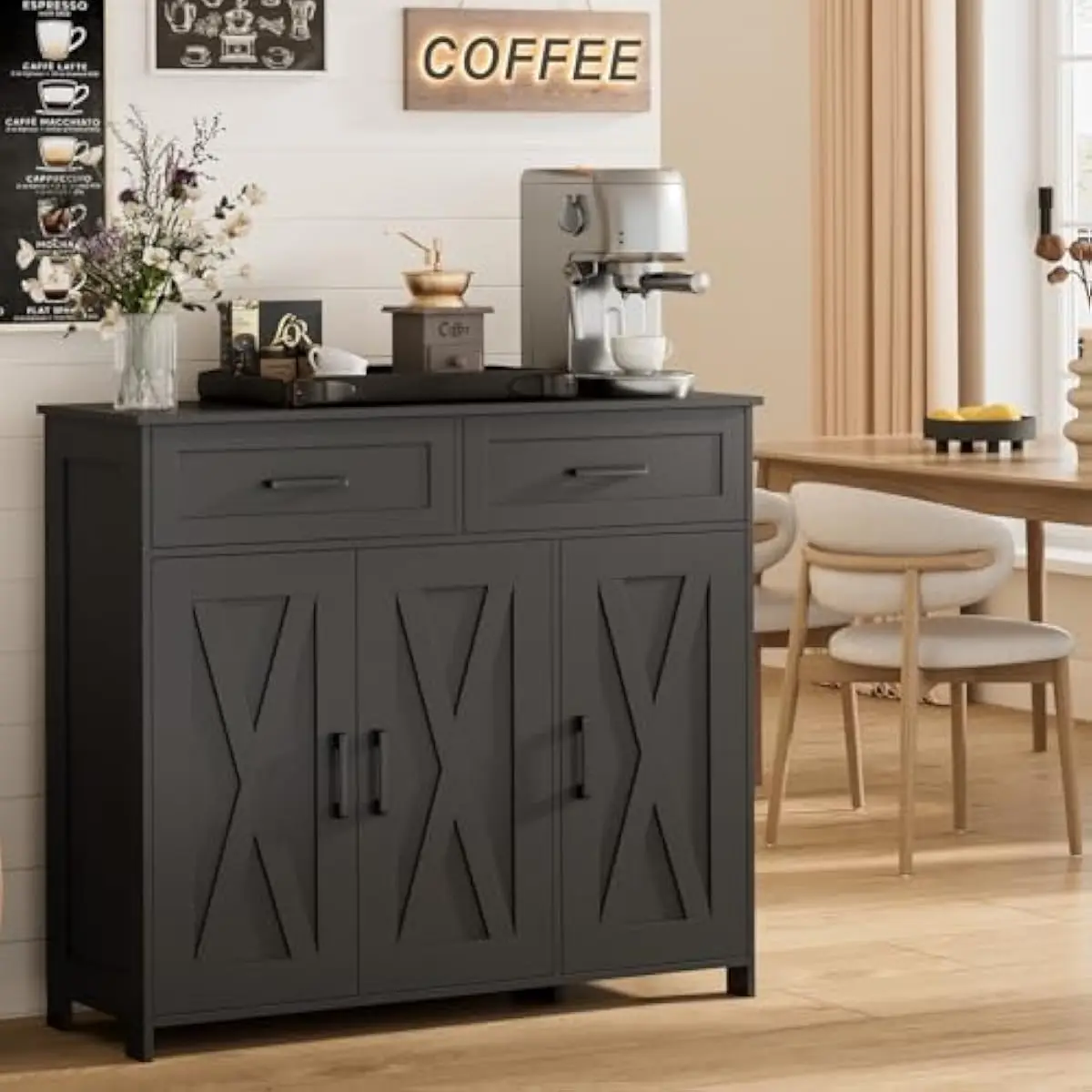 引き出し付きコーヒーバー収納キャビネット、キッチンビュッフェ - Kitchen のレビューと価格