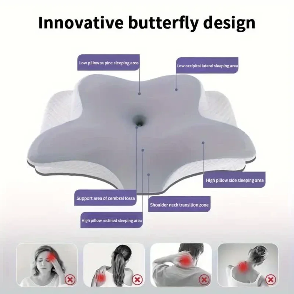 メモリーフォームを使用した蝶型の枕。首を支え、ゆっくりと元の - Memory Foam Orthopedic Pillow Neck Pain のレビューと価格