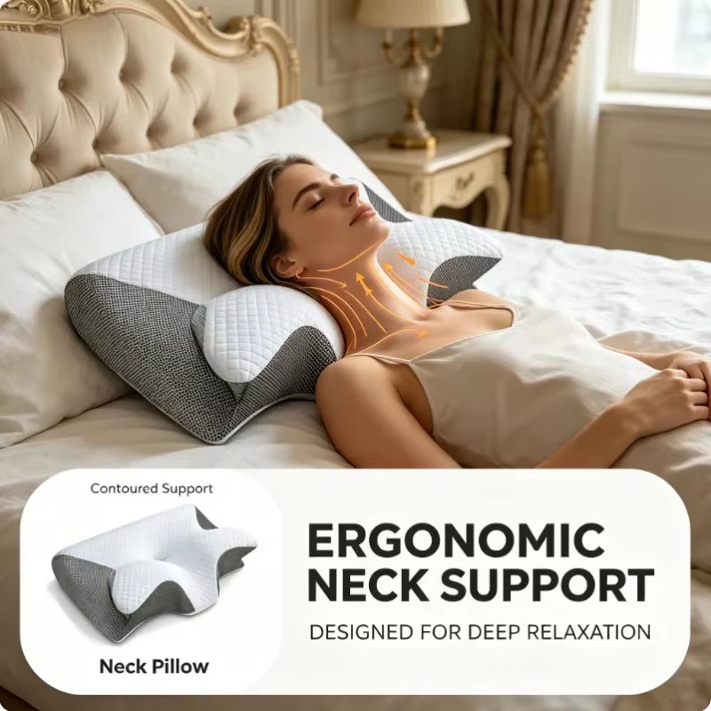 通気性に優れた整形外科用メモリーフォームネックピロー。人間工 - Memory Foam Orthopedic Pillow Neck Pain のレビューと価格