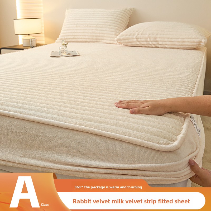 イミテーションラビットプラッシュ冬用フィットシーツセット、枕 - Fitted Bed Sheets Deep Pocket のレビューと価格
