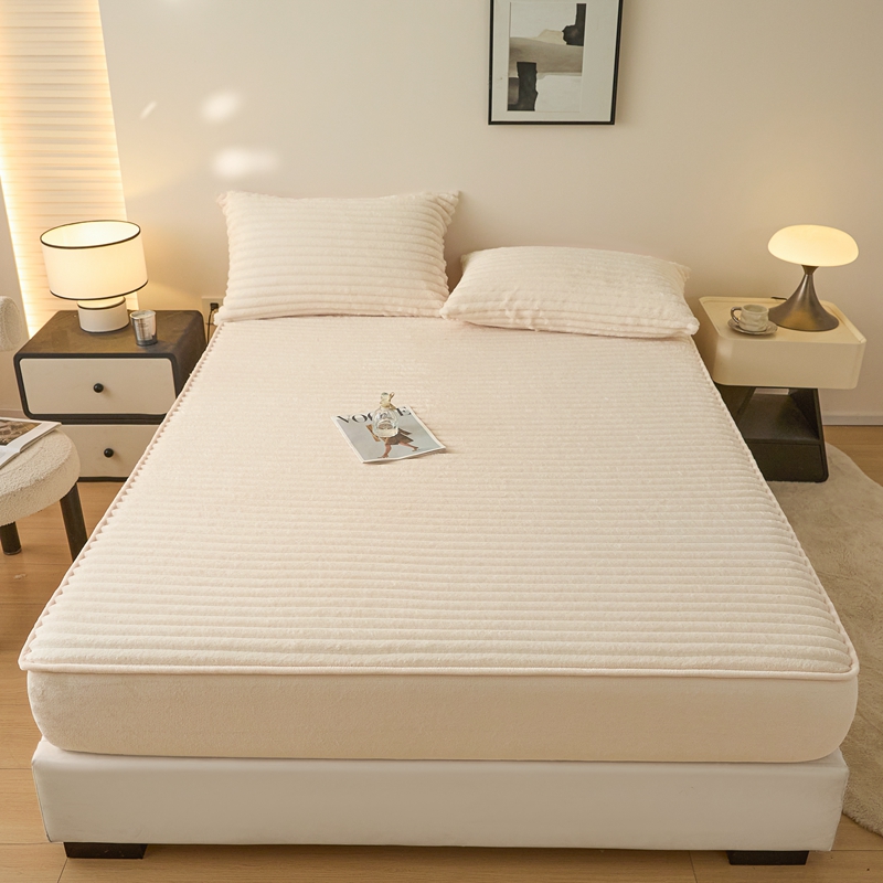 イミテーションラビットプラッシュ冬用フィットシーツセット、枕 - Fitted Bed Sheets Deep Pocket のレビューと価格