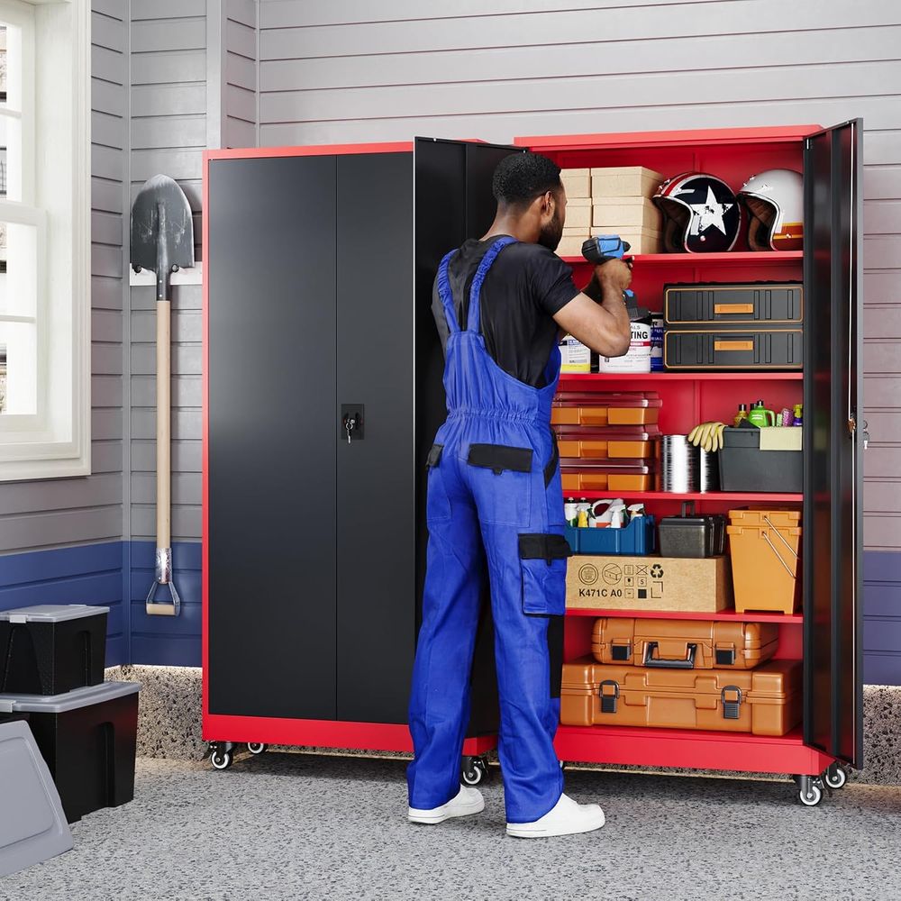 金属製ガレージ収納キャビネット（ロック付きドアと調整可能な棚 - Storage & Organization のレビューと価格