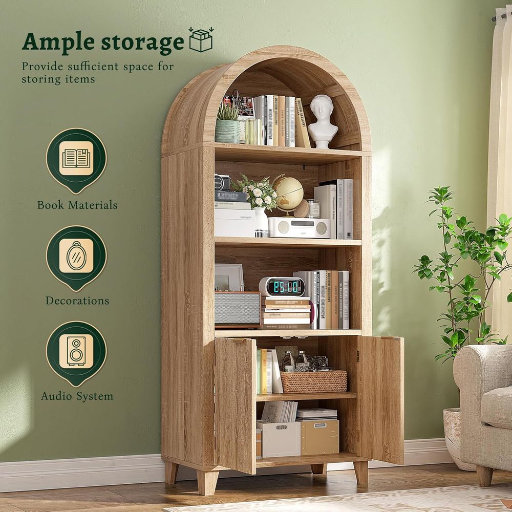 アーチ型キャビネット、5段収納棚、ライトオーク |   世紀 - Storage & Organization のレビューと価格