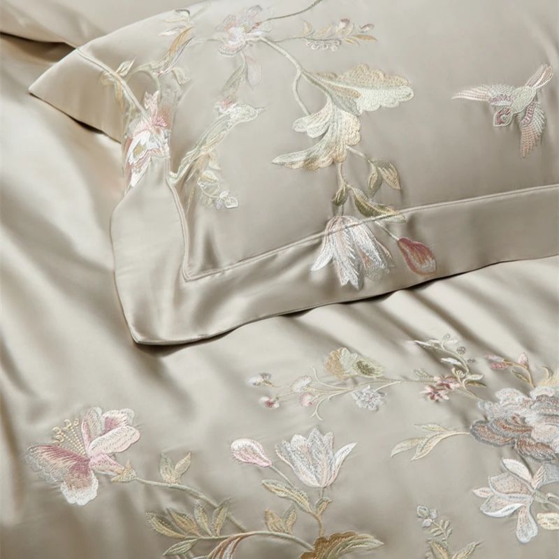 高精度ブロケードリヨセル綿花刺繍高級寝具セット布団カバーフラ - Aesthetic Floral Duvet Cover のレビューと価格
