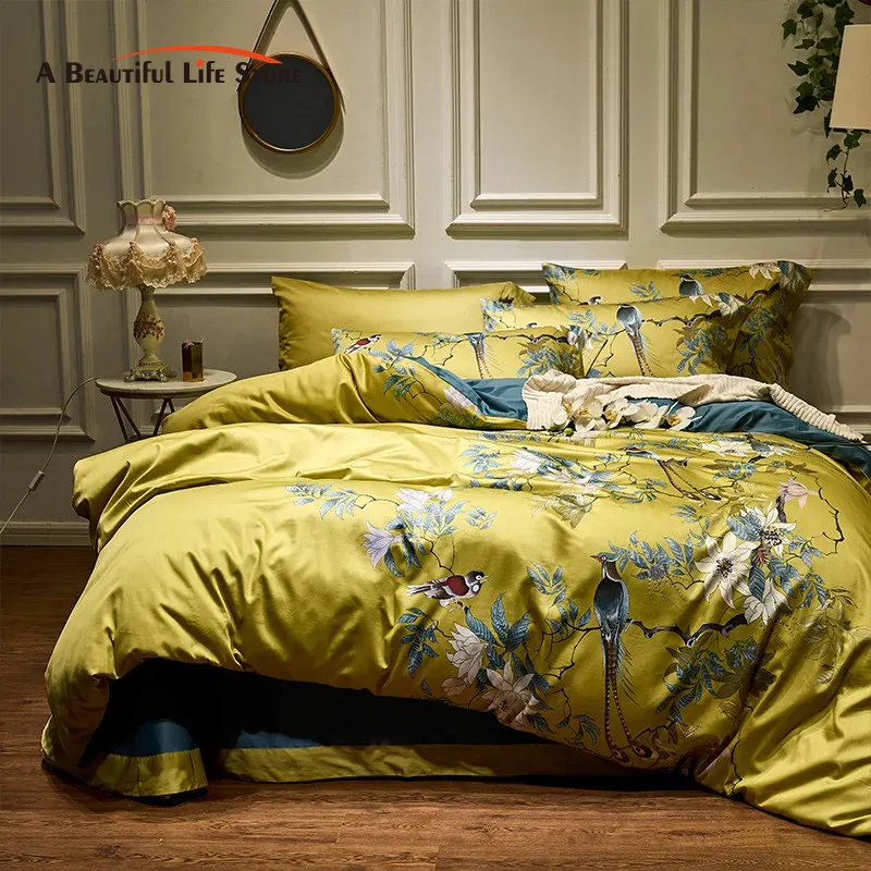 高級600TCエジプトコットン寝具セット,鳥の植物の花,デジ - Aesthetic Floral Duvet Cover のレビューと価格