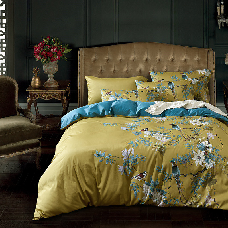 高級600TCエジプトコットン寝具セット,鳥の植物の花,デジ - Aesthetic Floral Duvet Cover のレビューと価格